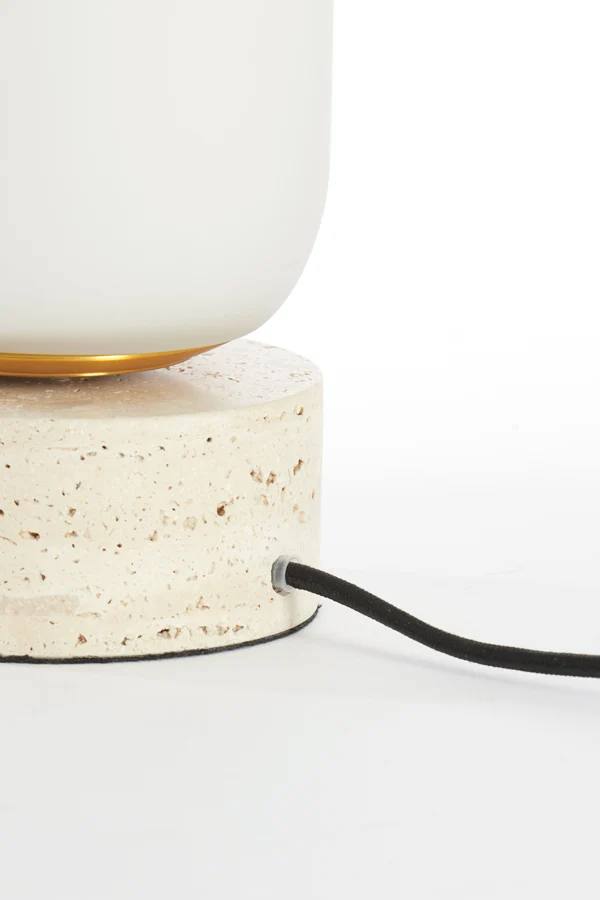Table lamp 12x35 cm RYLANO glass milky+sand+antique bronze