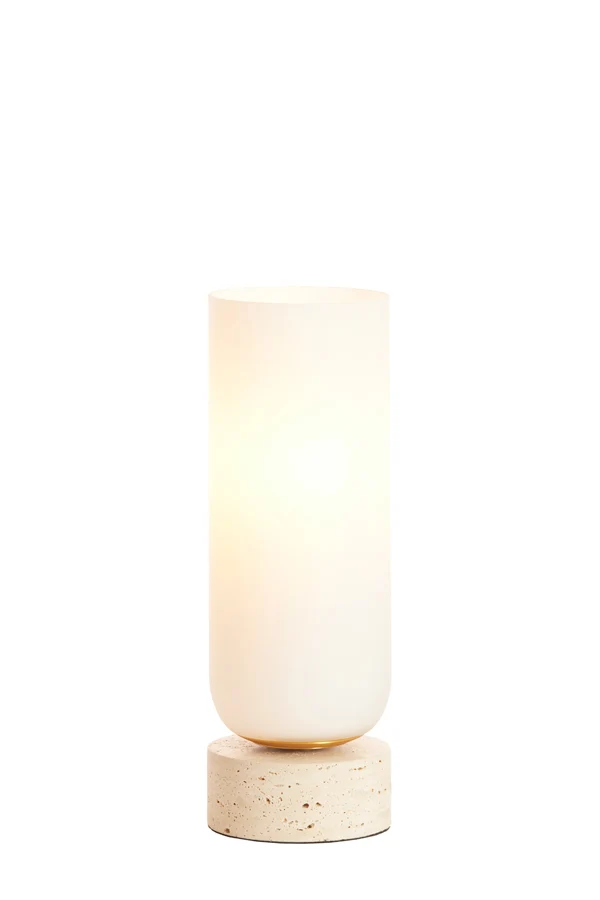 Table lamp 12x35 cm RYLANO glass milky+sand+antique bronze