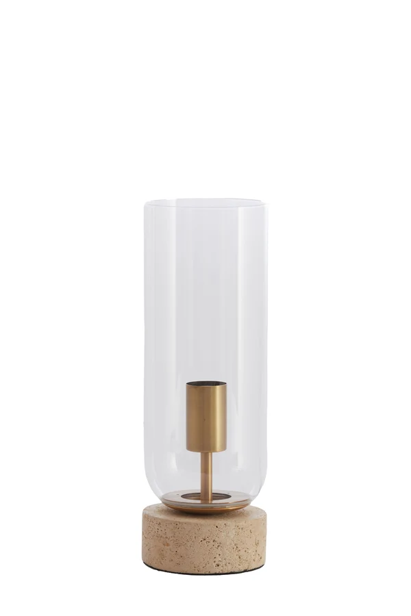Table lamp 12x35 cm RYLANO glass clear+sand+antique bronze