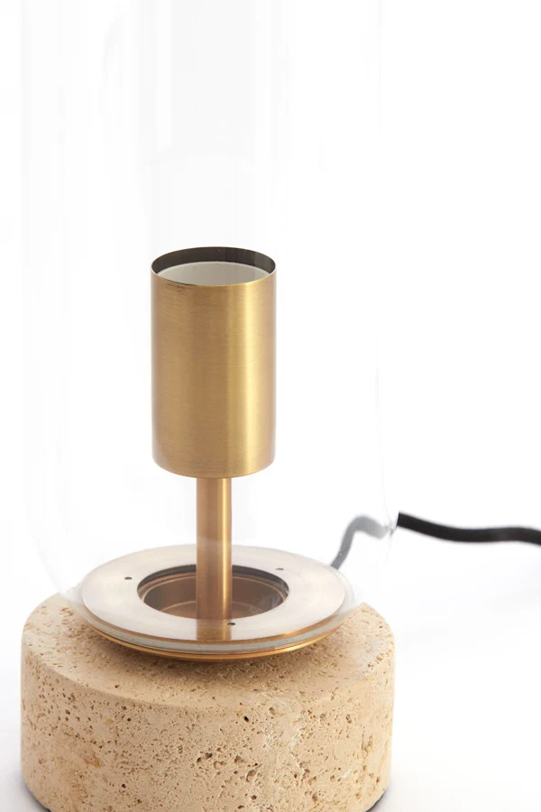 Table lamp 12x35 cm RYLANO glass clear+sand+antique bronze