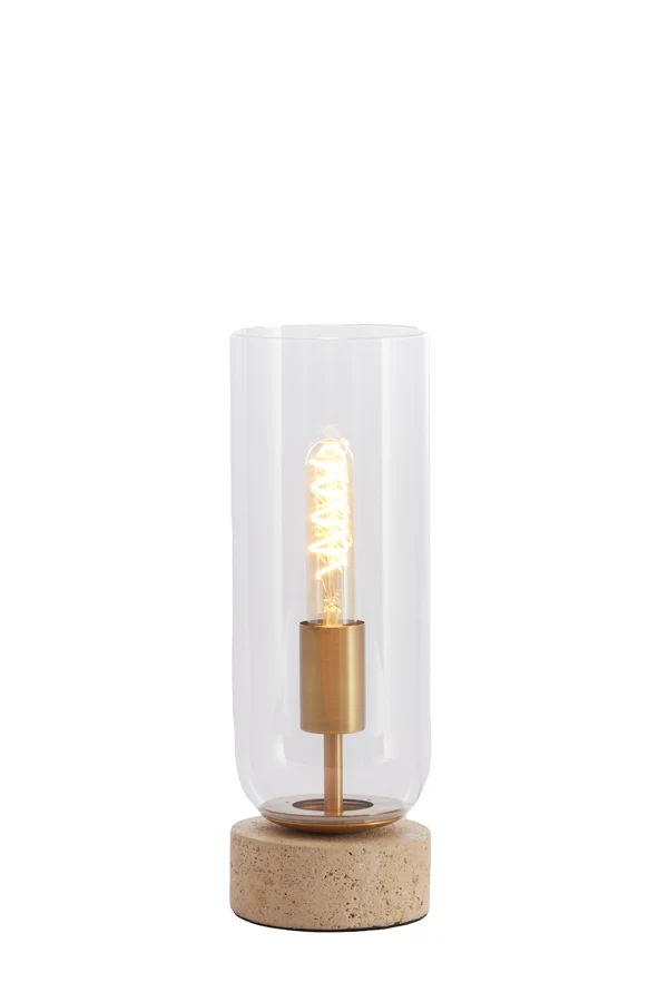 Table lamp 12x35 cm RYLANO glass clear+sand+antique bronze