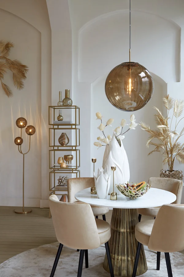 Table 100x78 cm LEYDA marble white-antique bronze