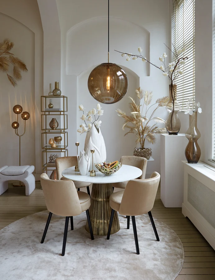 Table 100x78 cm LEYDA marble white-antique bronze