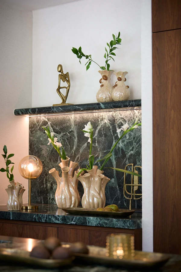 Table lamp E14 20x43 cm MEDINA glass amber+gold
