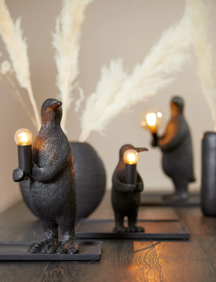 Table lamp E14 12x12x24 cm PENGUIN matt black