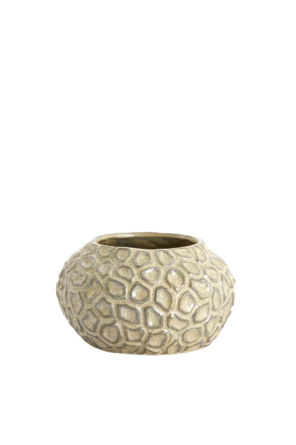 Tealight 12x7,5 cm CAREZZA ceramics taupe