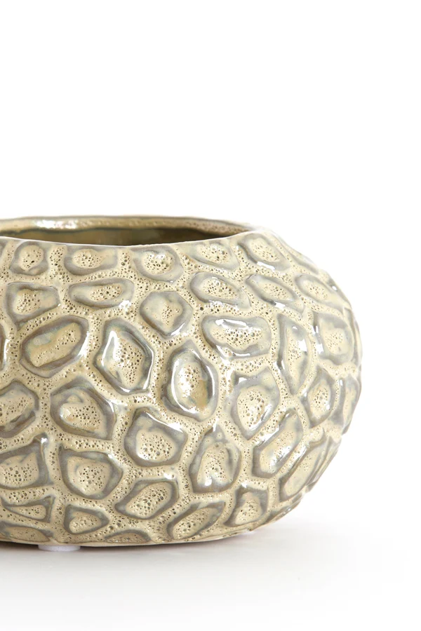 Tealight 12x7,5 cm CAREZZA ceramics taupe