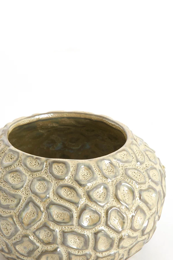 Tealight 12x7,5 cm CAREZZA ceramics taupe
