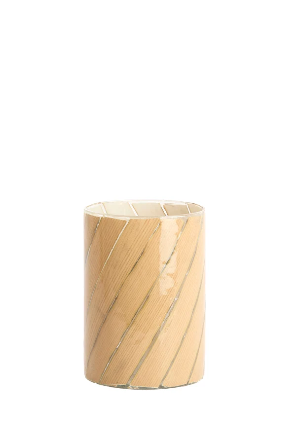 Tealight 12x17 cm BADAYA glass clear+terra