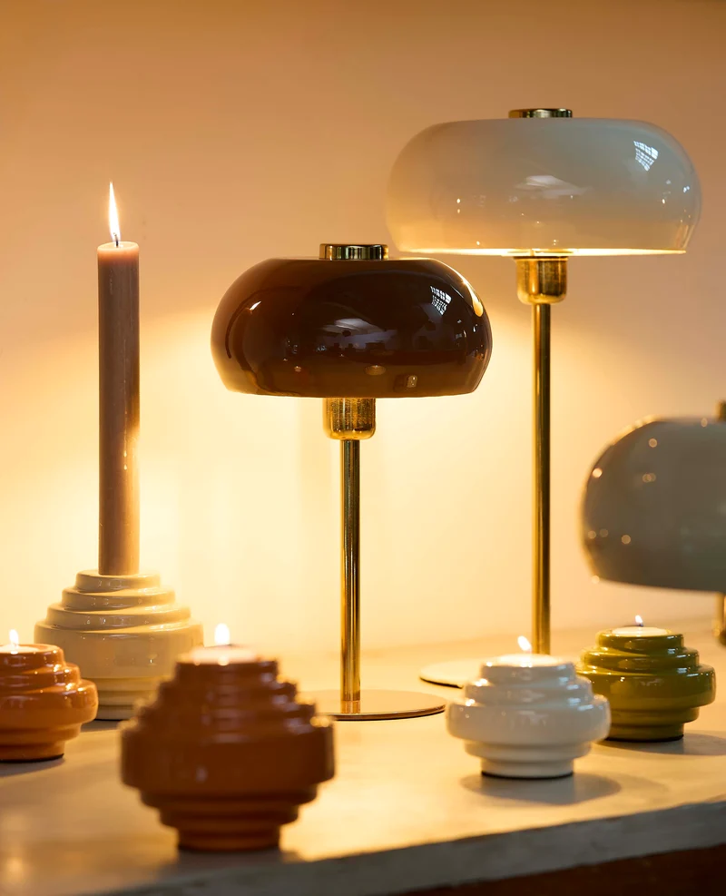 Table lamp 22x34 cm SURIN shiny dark brown+gold