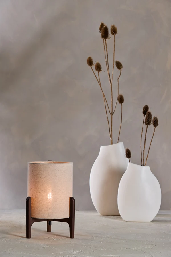 Table lamp 22x33 cm LITTO dark brown+linen natural