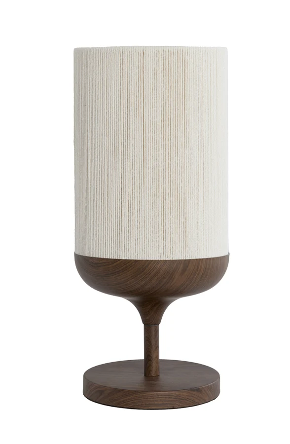 Table lamp 22,5x50 cm DANIA wood print d brown+rope cream