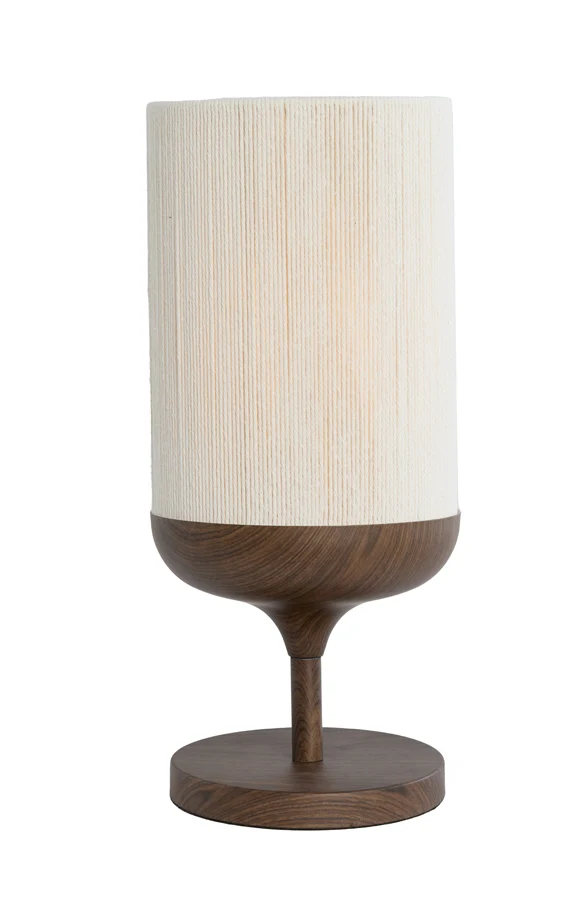 Table lamp 22,5x50 cm DANIA wood print d brown+rope cream