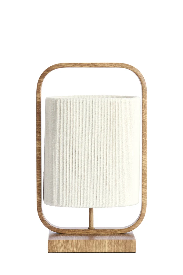 Table lamp 22,5x15x37,5 cm LECCE wood prnt naturl+rope cream