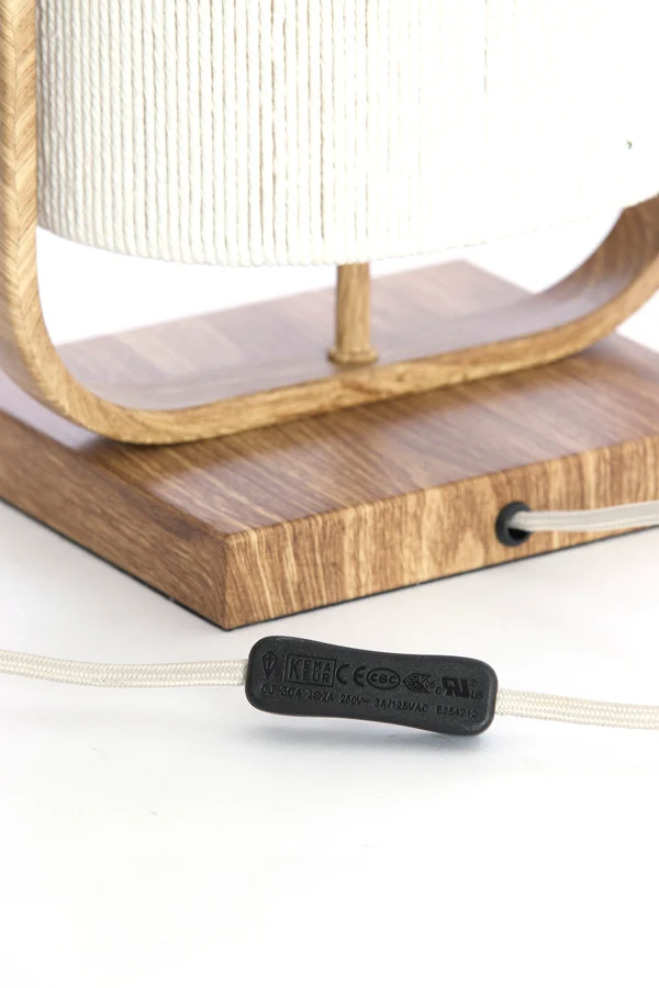 Table lamp 22,5x15x37,5 cm LECCE wood prnt naturl+rope cream