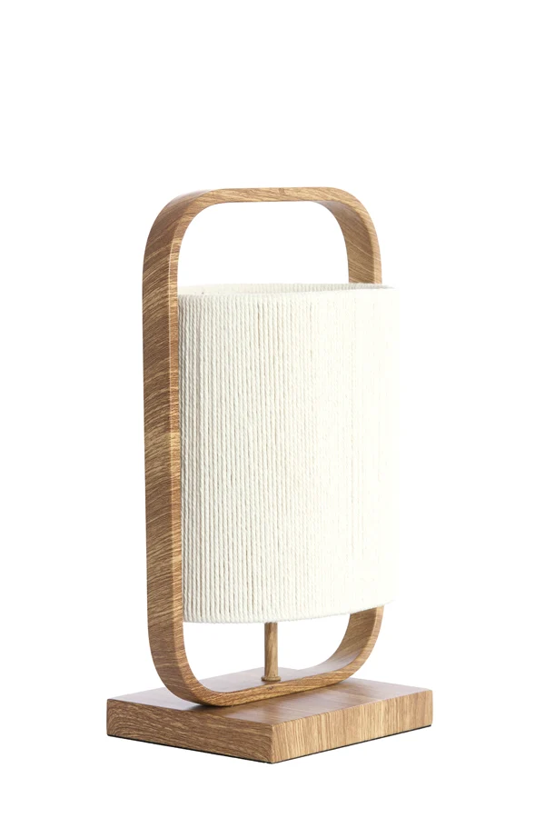 Table lamp 22,5x15x37,5 cm LECCE wood prnt naturl+rope cream