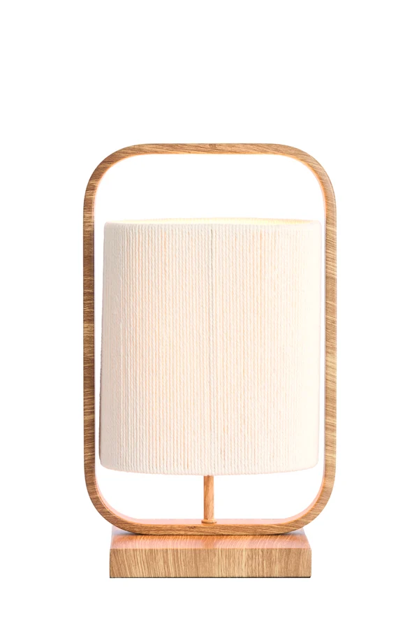 Table lamp 22,5x15x37,5 cm LECCE wood prnt naturl+rope cream