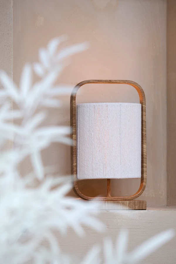 Table lamp 22,5x15x37,5 cm LECCE wood prnt naturl+rope cream