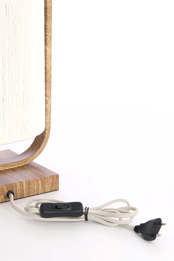 Table lamp 22,5x15x37,5 cm LECCE wood prnt naturl+rope cream