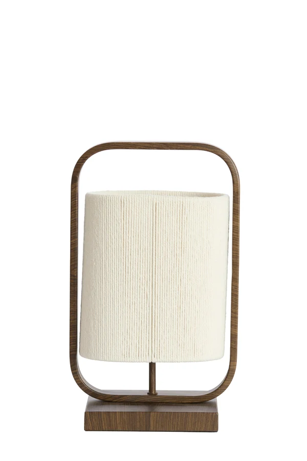 Table lamp 22,5x15x37,5 cm LECCE wood prnt d brwn+rope cream