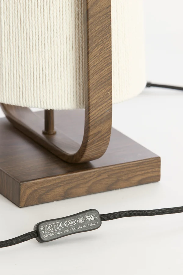 Table lamp 22,5x15x37,5 cm LECCE wood prnt d brwn+rope cream