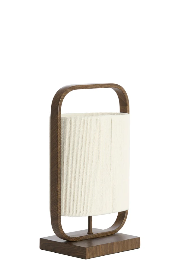 Table lamp 22,5x15x37,5 cm LECCE wood prnt d brwn+rope cream