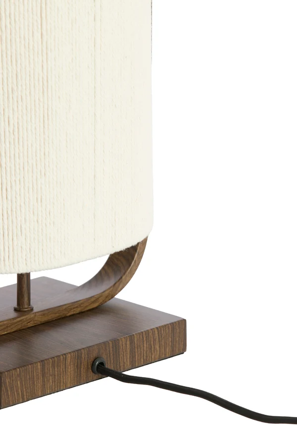 Table lamp 22,5x15x37,5 cm LECCE wood prnt d brwn+rope cream