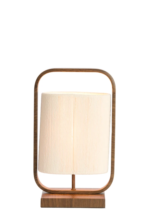 Table lamp 22,5x15x37,5 cm LECCE wood prnt d brwn+rope cream