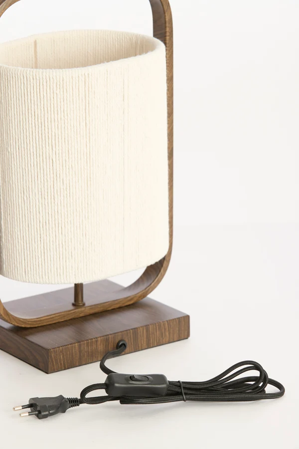 Table lamp 22,5x15x37,5 cm LECCE wood prnt d brwn+rope cream