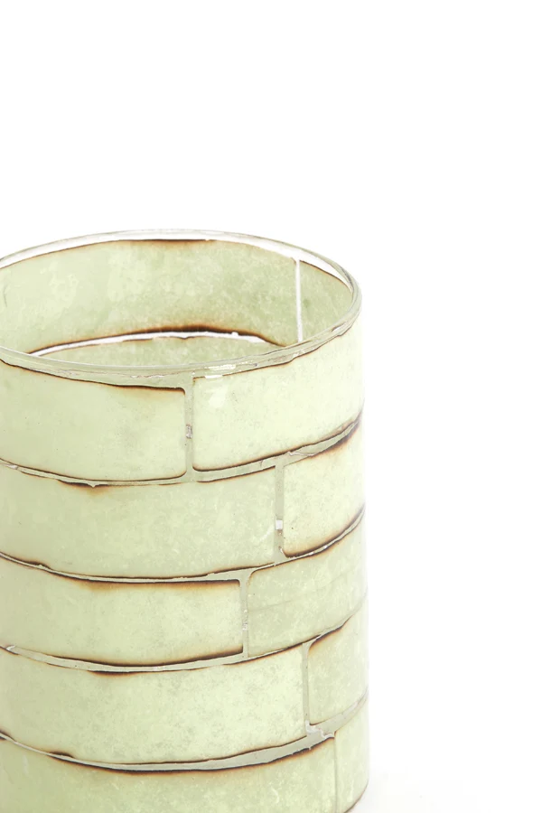 Tealight 10x13 cm DRONERI glass clear+mint green