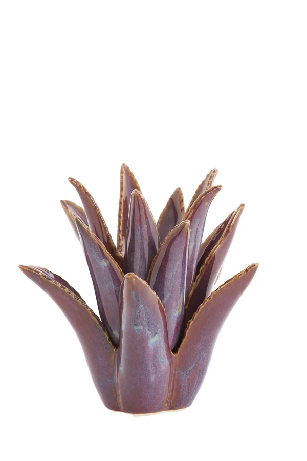 Tealight 21x21 cm CACTUS ceramics dark purple