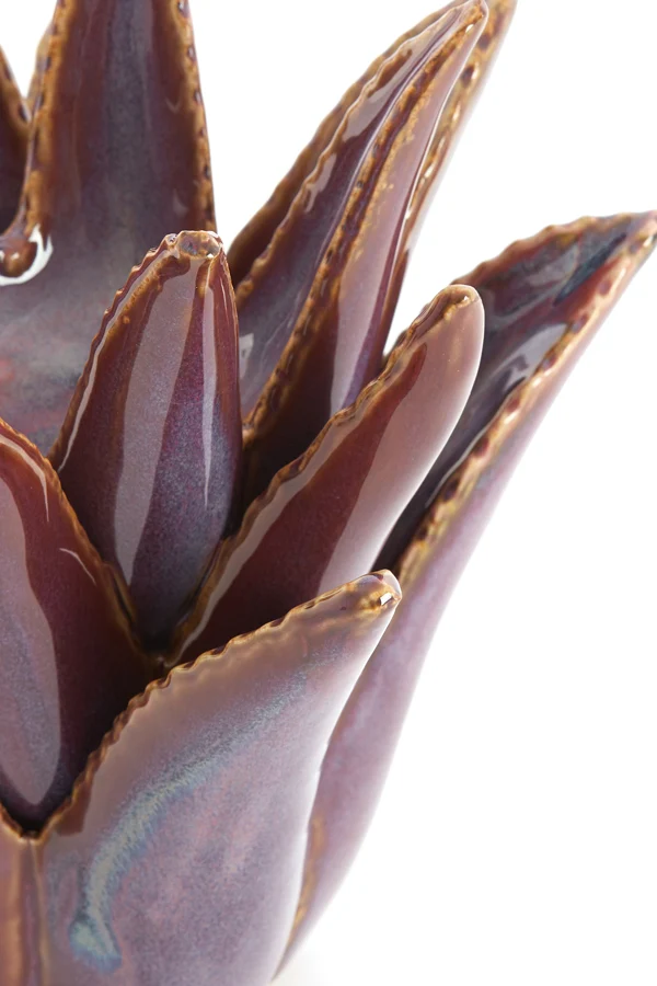 Tealight 21x21 cm CACTUS ceramics dark purple