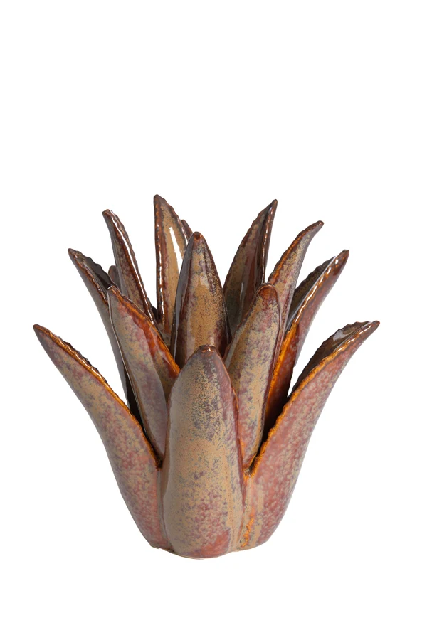Tealight 21x21 cm CACTUS ceramics brown-grey