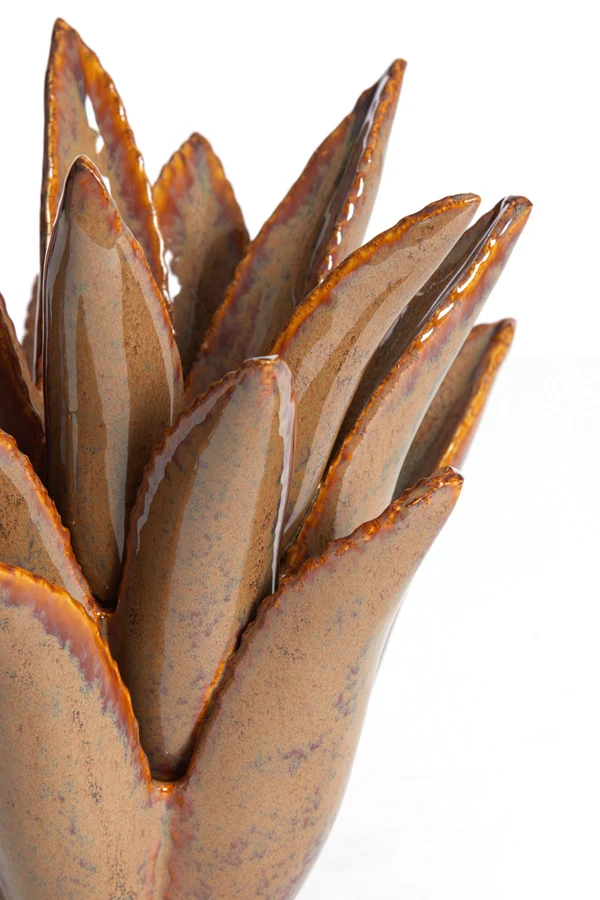 Tealight 21x21 cm CACTUS ceramics brown-grey
