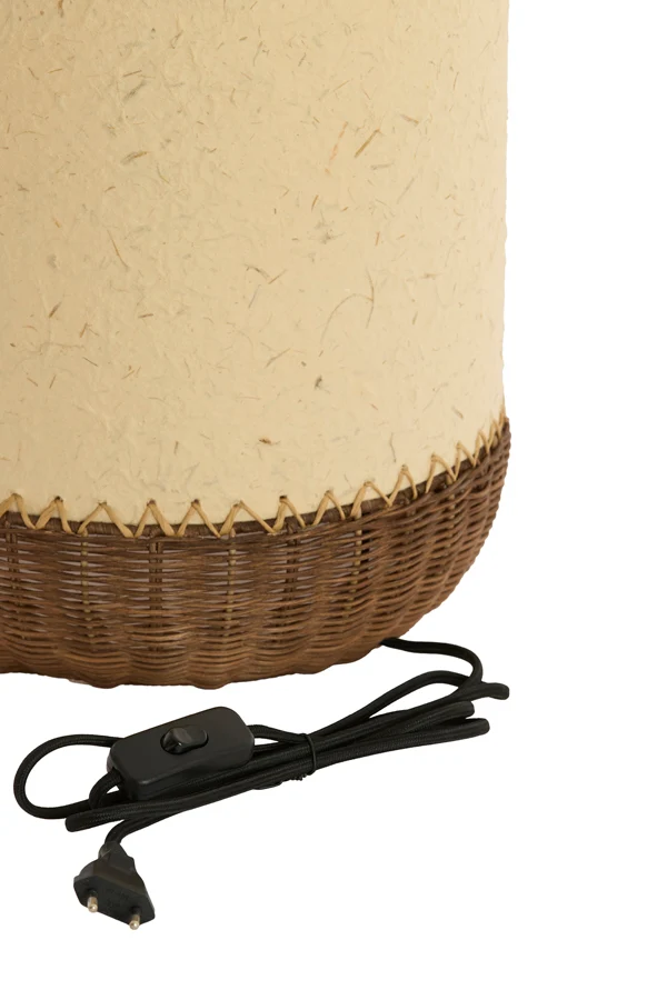 Table lamp 30,5x46 cm TIO paper beige+rattan dark brown