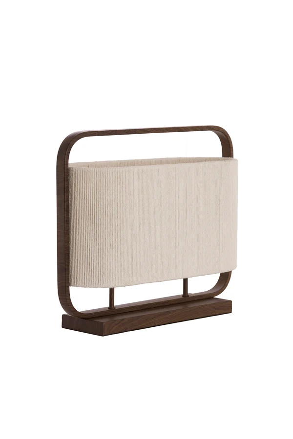 Table lamp 2L 45x15x37,5 cm LECCE wood prnt d brn+rope cream