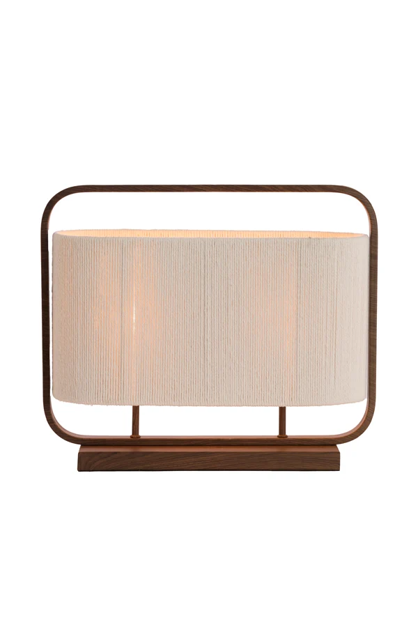 Table lamp 2L 45x15x37,5 cm LECCE wood prnt d brn+rope cream