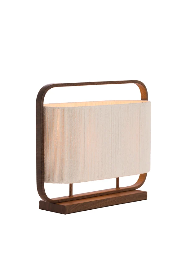 Table lamp 2L 45x15x37,5 cm LECCE wood prnt d brn+rope cream