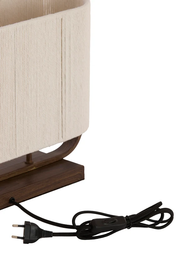 Table lamp 2L 45x15x37,5 cm LECCE wood prnt d brn+rope cream