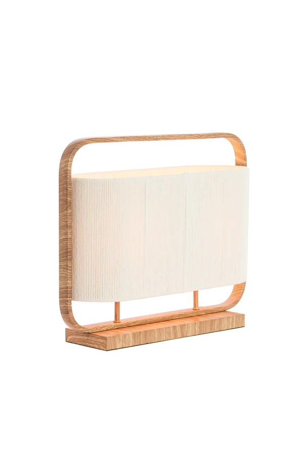 Table lamp 2L 45x15x37,5 cm LECCE wood print natr+rope cream