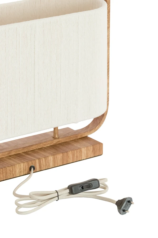 Table lamp 2L 45x15x37,5 cm LECCE wood print natr+rope cream