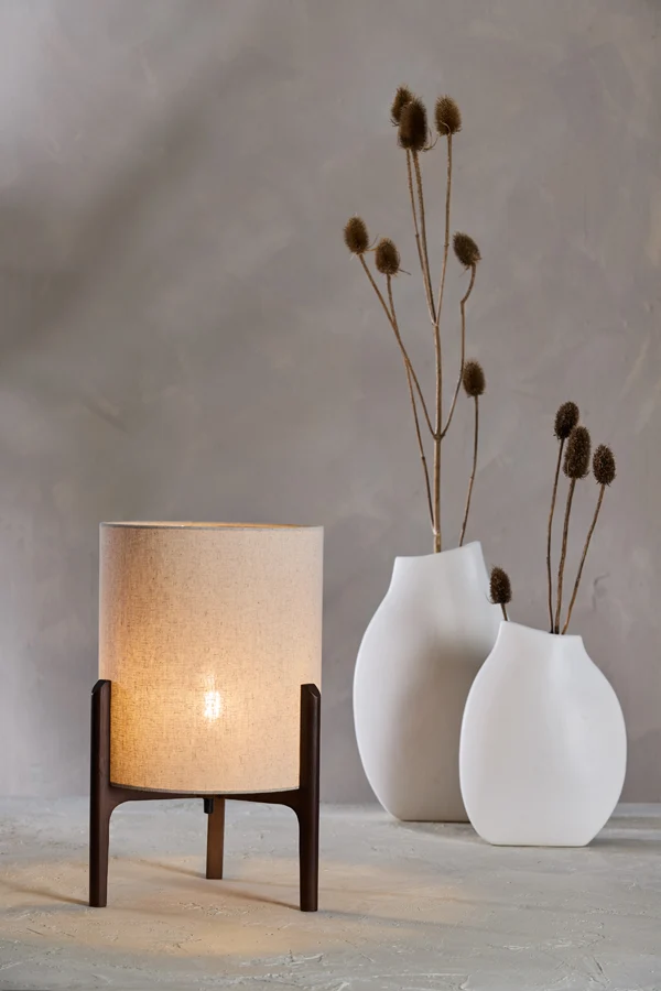 Table lamp 28x44 cm LITTO dark brown+linen natural