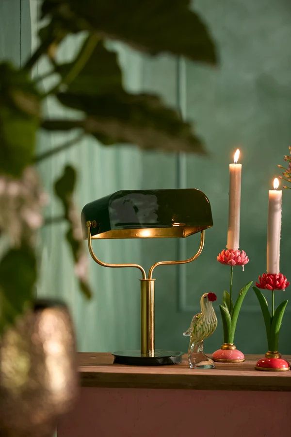 Table lamp 37x14x43 cm AYER shiny dark green+gold