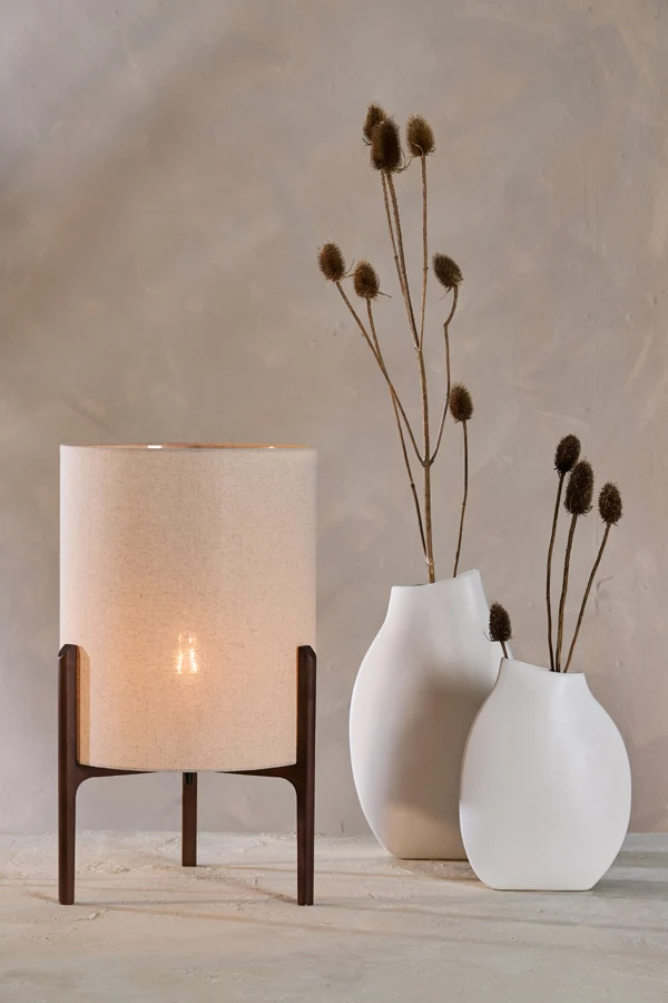 Table lamp 35x58 cm LITTO dark brown+linen natural