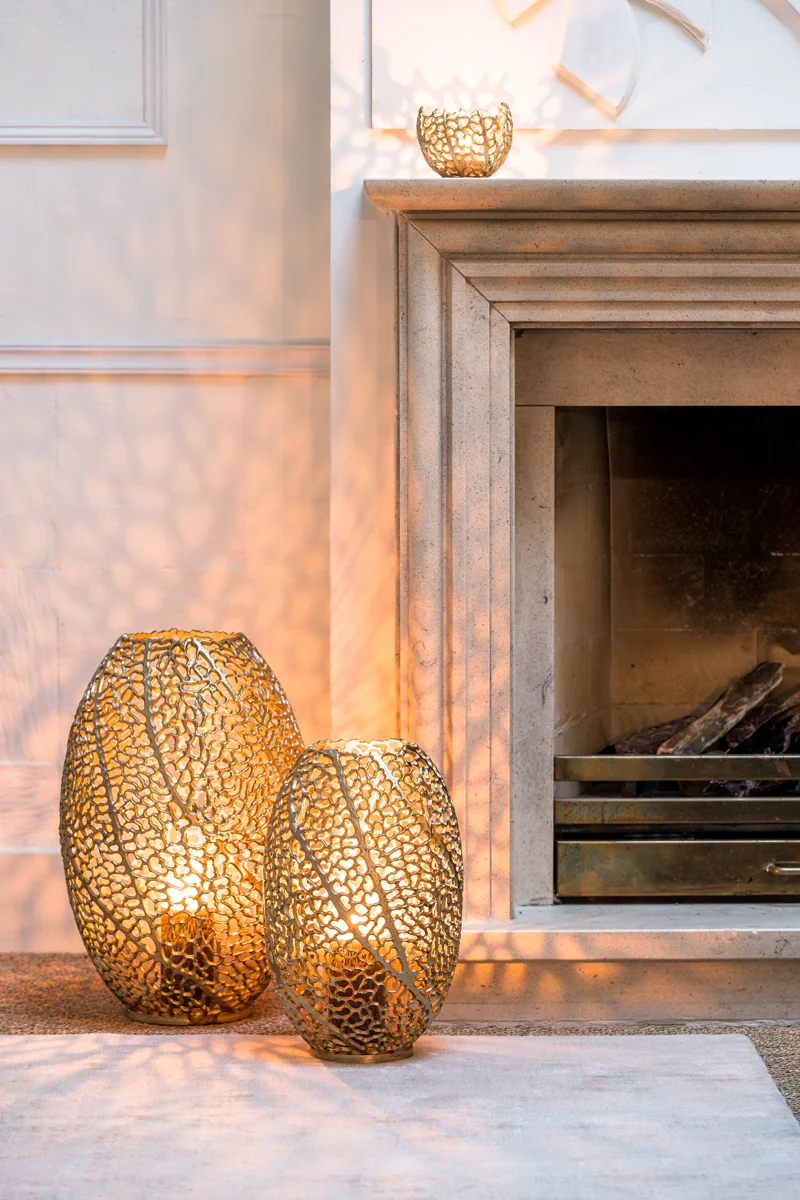 Tealight 12x10 cm SABELA antique gold