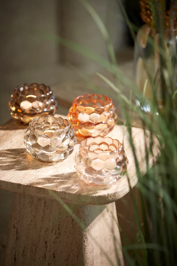 Tealight 12,5x8,5 cm HAVANA glass light orange