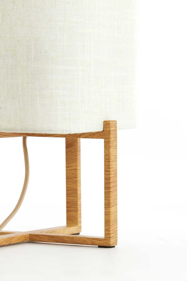 Table lamp 21,5x21,5x50,5 cm WYN wood prnt natur+linen cream