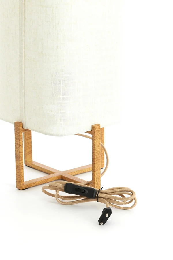Table lamp 21,5x21,5x50,5 cm WYN wood prnt natur+linen cream