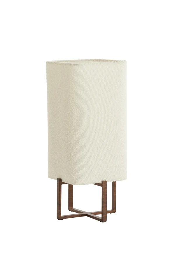 Table lamp 21,5x21,5x50,5 cm WYN wood prnt d brn+boucl cream