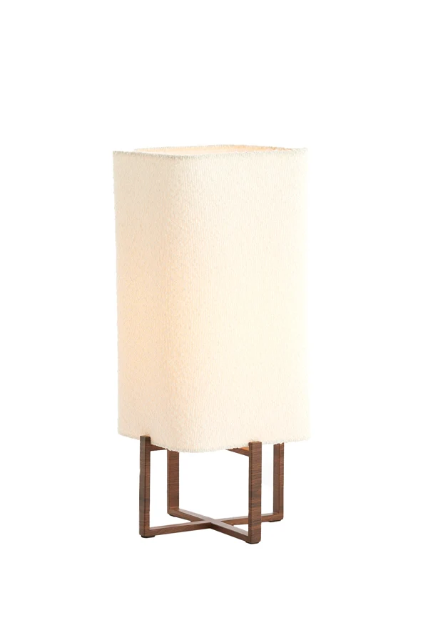 Table lamp 21,5x21,5x50,5 cm WYN wood prnt d brn+boucl cream
